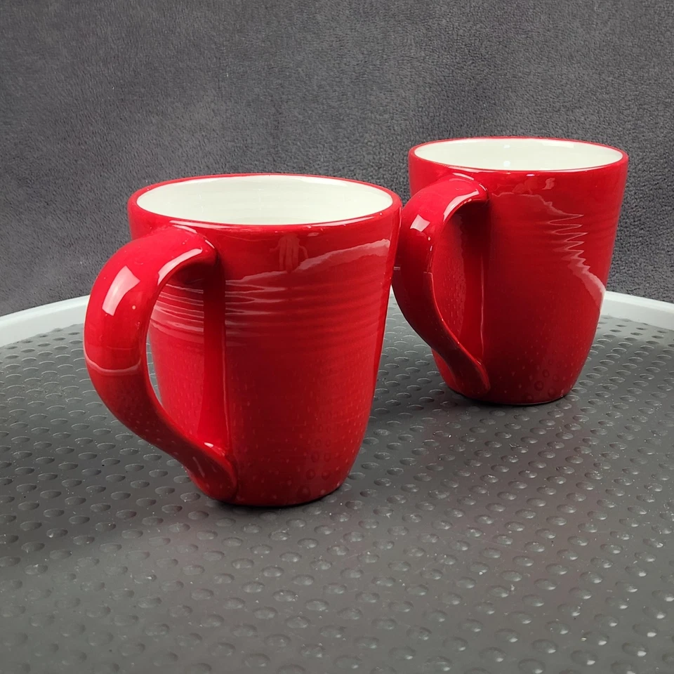 Conjunto de 2 xícaras de café Hallmark Natal floco de neve cerâmica vermelha feriado - Imagem 3 de 4