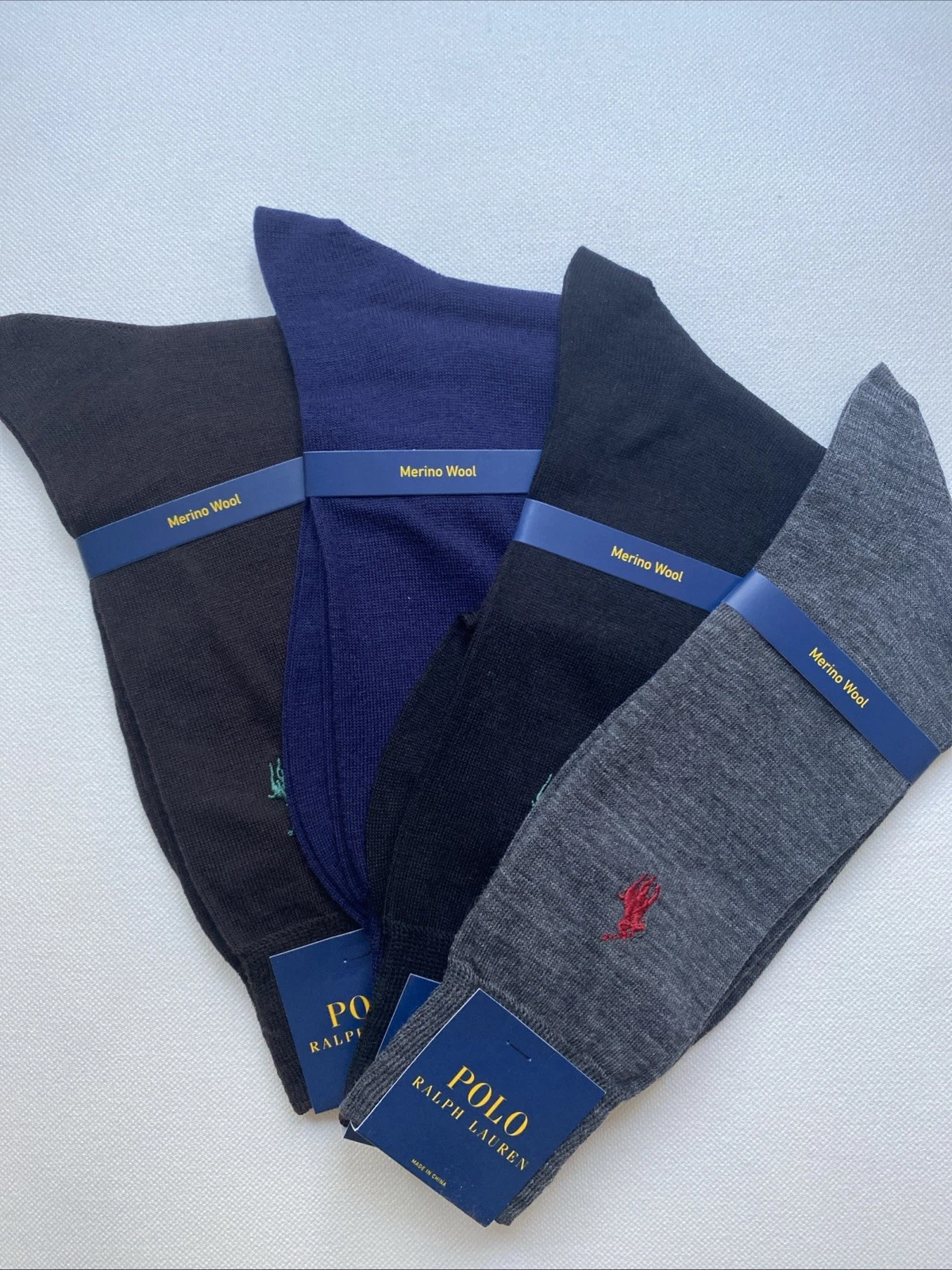 Polo Ralph Lauren Extra Fine Merino Wool Dress Socks 60% Wool Set Of 4