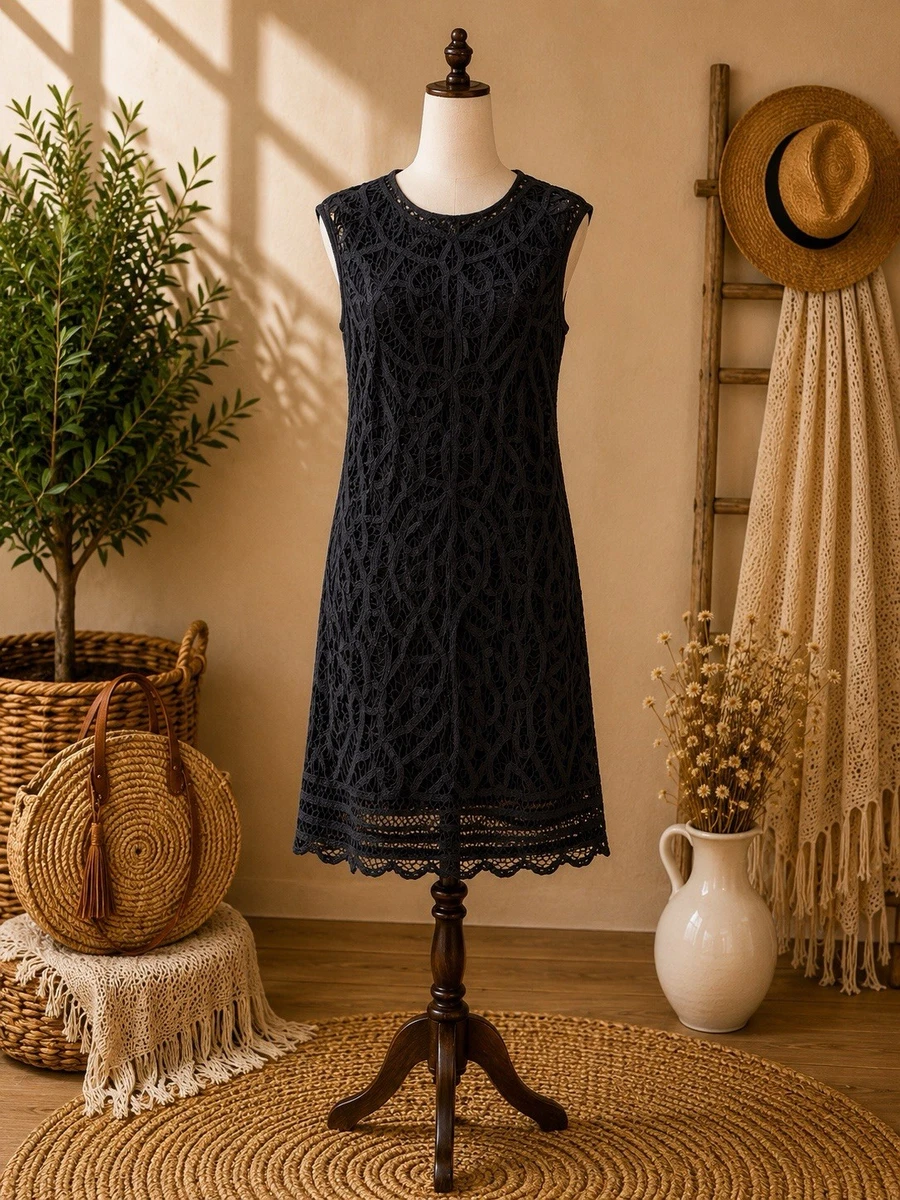inc lace dress 1990s Inc Black Lace Dress