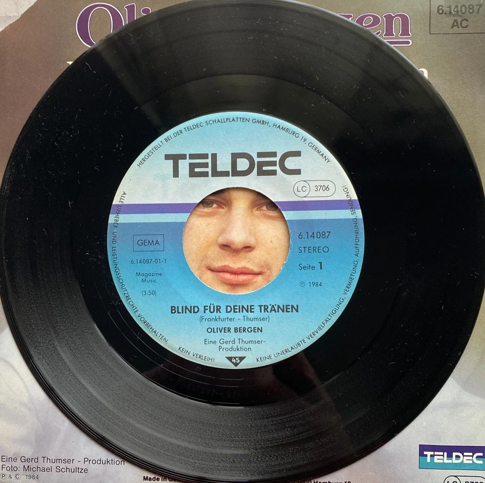 OLIVER BERGEN - BLIND FÜR DEINE TRÄNEN & DU GIBST MIR SOVIEL - PROMO SINGLE 1984 - Bild 4 von 4