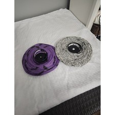 Halloween Paper Lanterns Set of 2 Purple Bat White Spiderweb LED Hanging Decor