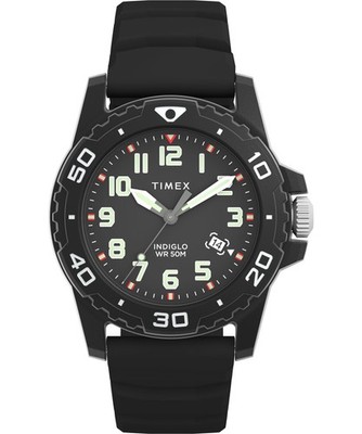 Timex Men's Diver 42mm Watch - Black Strap Dial Case 