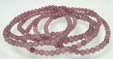Wholesale Lot 6 Pcs Natural Purple Rose Quartz 4mm 7.5” Crystal Stretch Bracelet