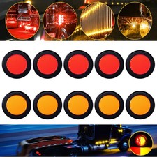 10X 2 7 LED Side Marker Lights Truck Trailer Round Bullet Light Amber/Red EW