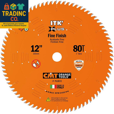 CMT P12072 ITK plus Finish Saw Blade, 12 X 72 Teeth, 10° Atb+Shear with 1-Inch B