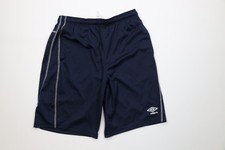 Vintage Y2K Umbro Mens Medium Spell Out Running Jogging Soccer Shorts Navy Blue