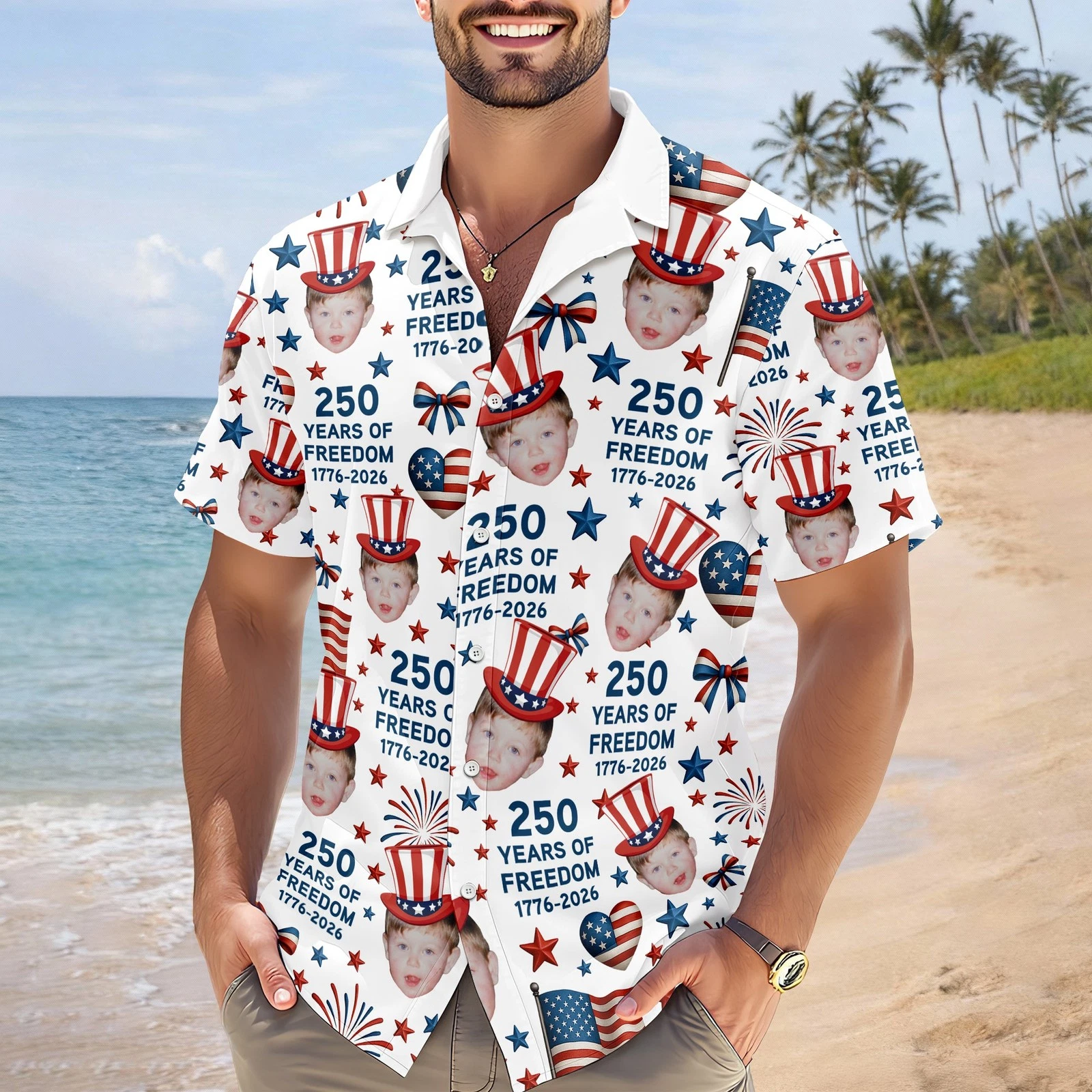 Custom Funny Face 250 Years Of Freedom 1776 2026 Hawaii shirt