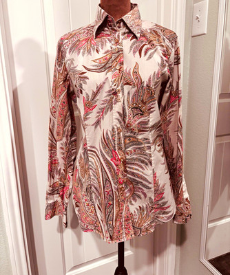 Etro Women s Paisley Button-Up Shirt Long Sleeve Size S Made in Italy Cotton