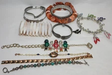VINTAGE TO NOW LOT OF BRACELETS ASSORTED LOT MULTI COLOR BANGLE TENNIS CHARM #15
