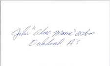 1960's -Blue Moon Odom- Signed/Autograph/Auto Index Card Kansas City Athletics