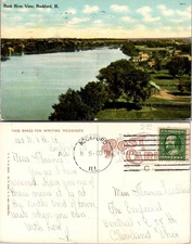 Rockford IL Rock River View Postcard
