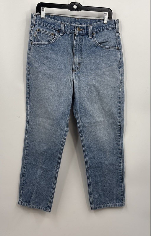 Carhartt Men's Blue Denim Light Wash 5-Pocket Design Straight Jeans