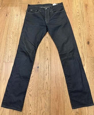 G-Star Raw Jeans Mens 32x30 Black /Gray Denim 3301 Straight Button Fly Preowned 