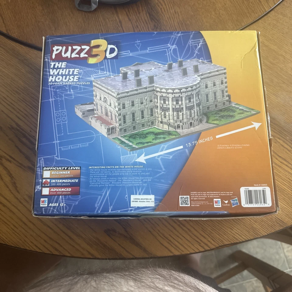 The White House Puzz 3D Foam Backed 443 Pieces 3D Puzzle Hasbro New Sealed - Image 2 of 4