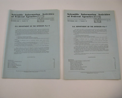 Scientific Information Activities Of Federal Agencies U.S. Dept. of Interior