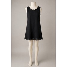Loft Black Laser Cut Eyelet Sleeveless Drop Waist Shift Dress Size 2