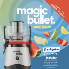 Magic Bullet Mini Juicer 400-Watt, Silver/Black, Fruit Vegetable MBJ 50100