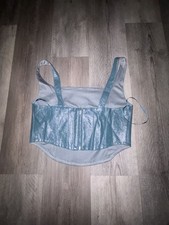 Aaron & Amber Metallic Blue Corset Tank Top