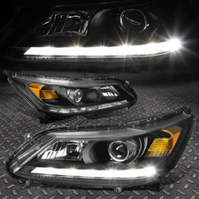 For 2013-2015 Honda Accord Pair Black Amber Projector Headlightlamp Wled Drl