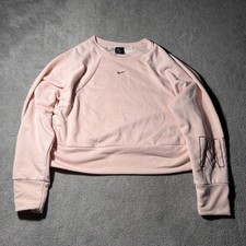 Nike Get Fit Fleece Crew Dri-Fit Pink Women  s Sweatshirt Size Medium Cropped