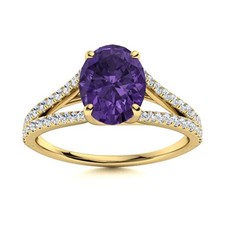 Amethyst Gemstone Solitaire with Accents New Ring Jewelry Sterling Silver