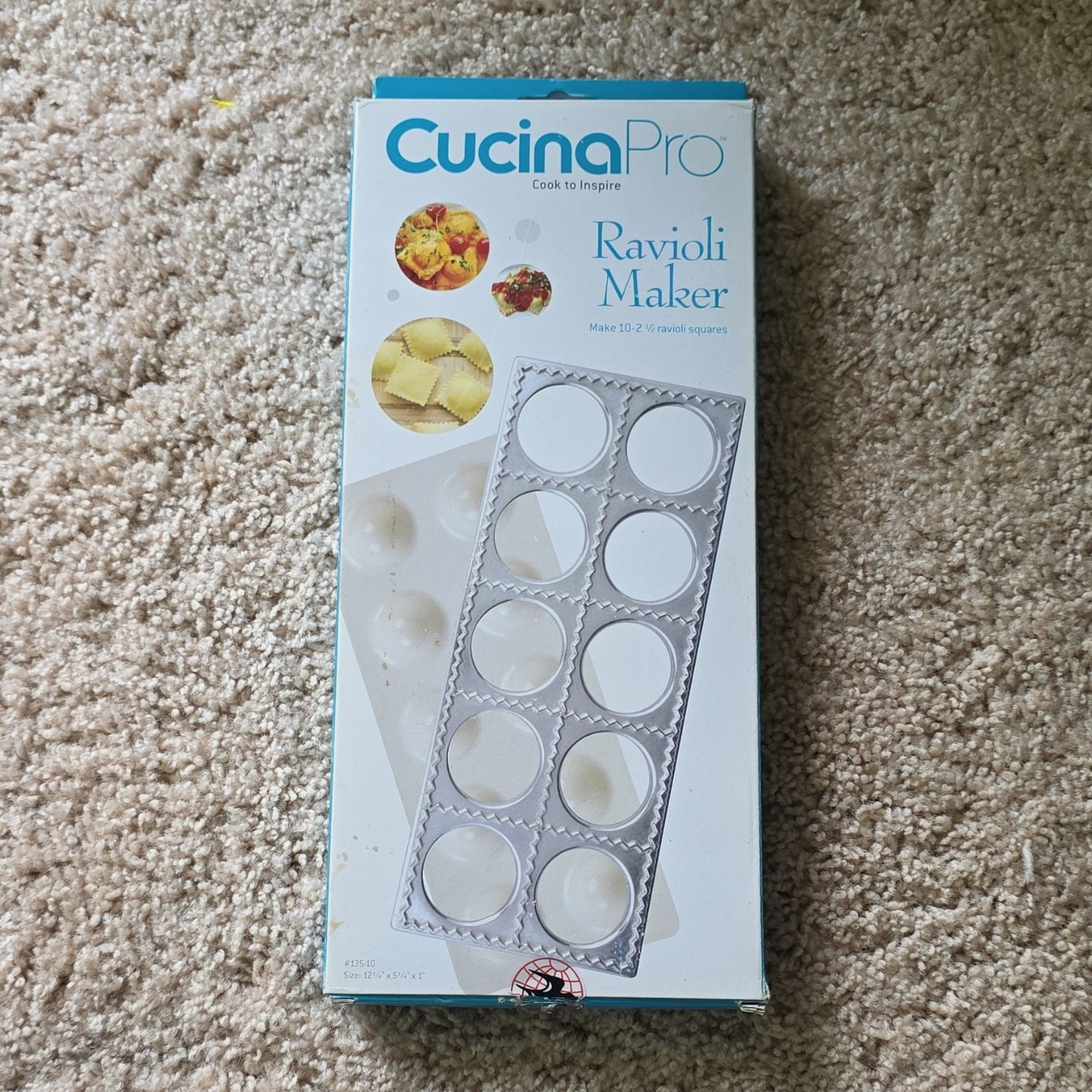 CucinaPro Ravioli Maker 10-Hole Manual Plastic Mold Press, White (#135-10)