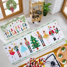 Nutcracker Christmas Decor Kitchen Rugs Floor Mats Set of 2, Nutcrackers Xmas...
