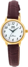 Q&Q by Citizen C155J104Y  Gold Tone Leather Strap Women's Watch - GREAT GIFT $49
