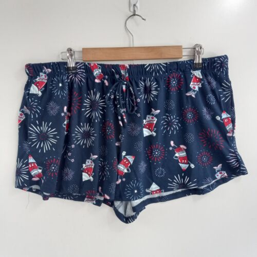 Celebrate Patriotic Pajama Short Set Women's Size XL Red White Blue Fireworks - Picture 3 of 9