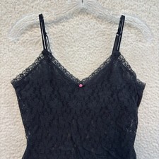 Y2K Vintage Camisole Tank Top Medium Black Lace Coquette Goth Fairy Edwardian