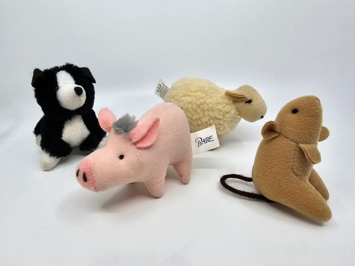 BABE THE LITTLE PIG & 3 FRIENDS MINI PLUSH ANIMALS * MCDONALDS