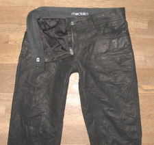 lange / MODEKA / Damen - Biker - LEDERJEANS / Nubuk- Lederhose in schwarz Gr. 38