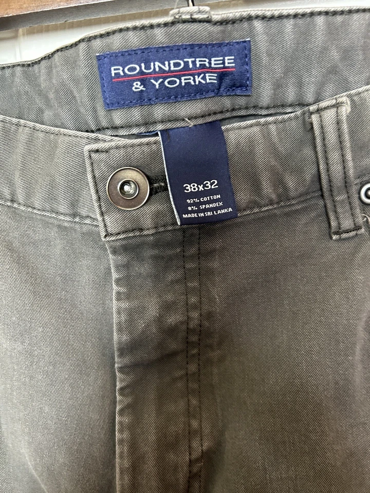 Pantalones Roundtree & Yorke para hombre 38 x 32 color oliva algodón/spandex Foto 3 de 3