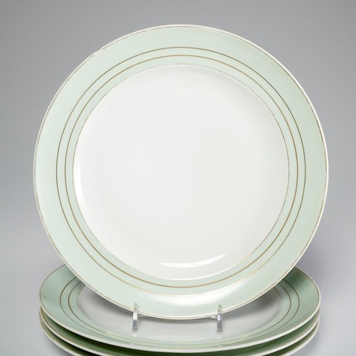 4 Limoges France Mint Green Gold Mid Century Deco Luncheon Salad Plates 9" - Picture 2 of 6
