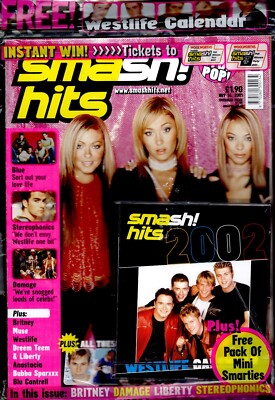 SMASH HITS 2001 ATOMIC KITTEN ANASTACIA MUSE BLU CANTRELL DAMAGE BRITNEY BLUE