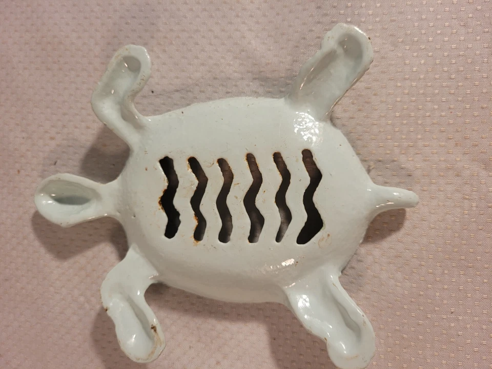 Jabonera tortuga de hierro fundido esmalte verde vintage Foto 3 de 4