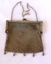 Vintage German Silver Mesh Purse Flower Floral WHSco Art Nouveau