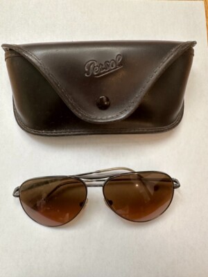 Persol Sunglasses Men Black Frame Brown Lens 2000s