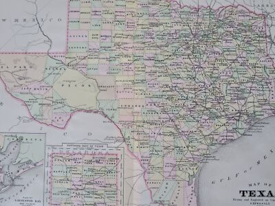 Texas Dallas Houston Austin El Paso Galveston 1898 Johnson state map