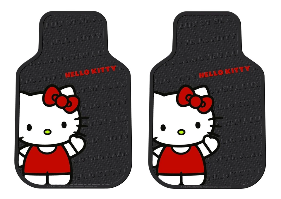 New 5pc Classic Hello Kitty Car Rubber Floor Mats License Plate Frames Lanyard Foto 2 de 4
