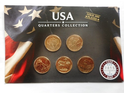 USA Quarter-Set 2015 P, Philadelphia,vergoldet (08)