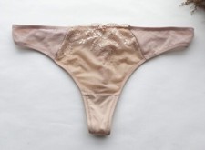 Women Sexy Thongs Floral Mesh Tback Underwear Hipster Gstring Knickers Beige M-L