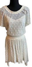 Anthropologie Leifnotes White Lace Dress Short Sleeve Fit & Flare Mini Party