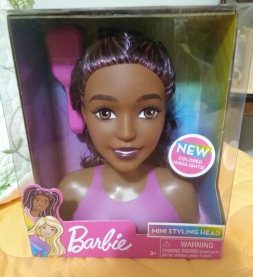 Mattel Barbie FASHIONISTAS Mini STYLING HEAD Pretty Black Doll Style on the  Go!