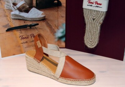 TONI PONS Leder Espadrilles Sandale Wedges TOSSA Nougat - Made in Spain - Neu !