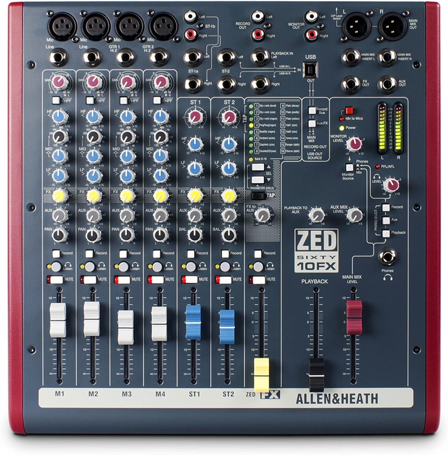 ALLEN & HEATH ZED60 10 FX Mixer Usb 10 Canali + Effetti Mic Line Fader
