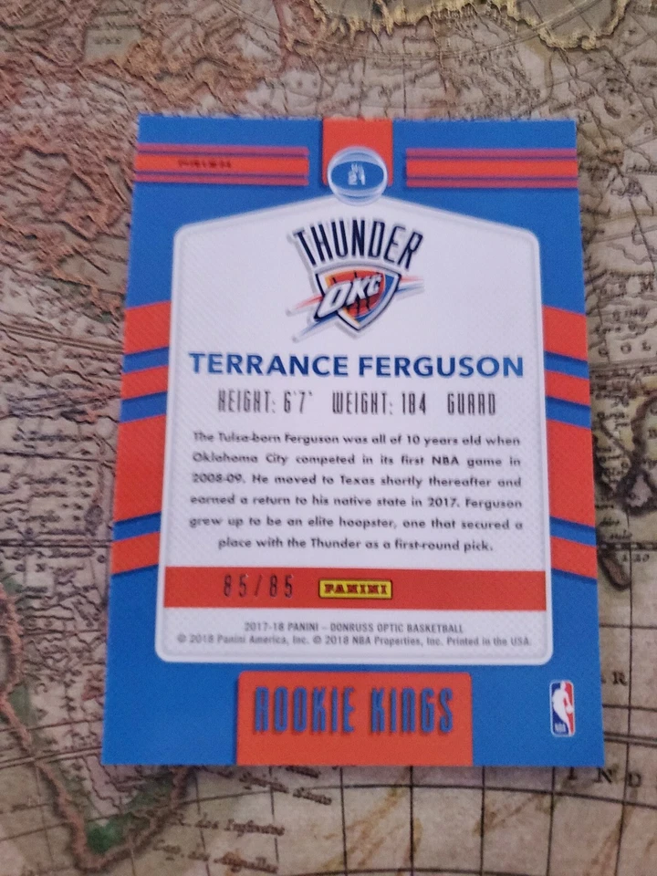 2017-18 Donruss Optic Rookie Kings Terrance Ferguson Blue Prizm #21 85/85 SP RC  - Image 2 of 2