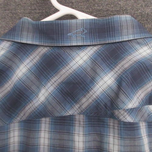 Horny Toad Shirt Mens XL Blue Plaid Button Up Long Sleeve Organic Cotton Poly - Picture 7 of 7