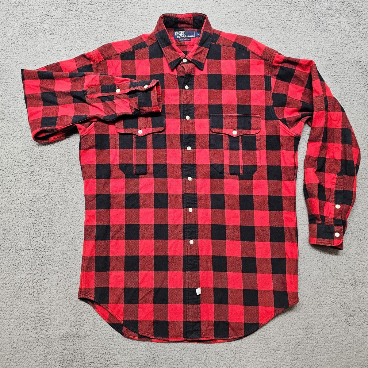 Vintage Polo Ralph Lauren Flannel Shirt Men's Medium Buffalo Plaid