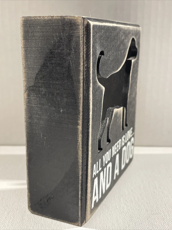 primitives by kathy Cut Out Box Sign - All You Need Is Love And A Dog Black - Image 2 of 4